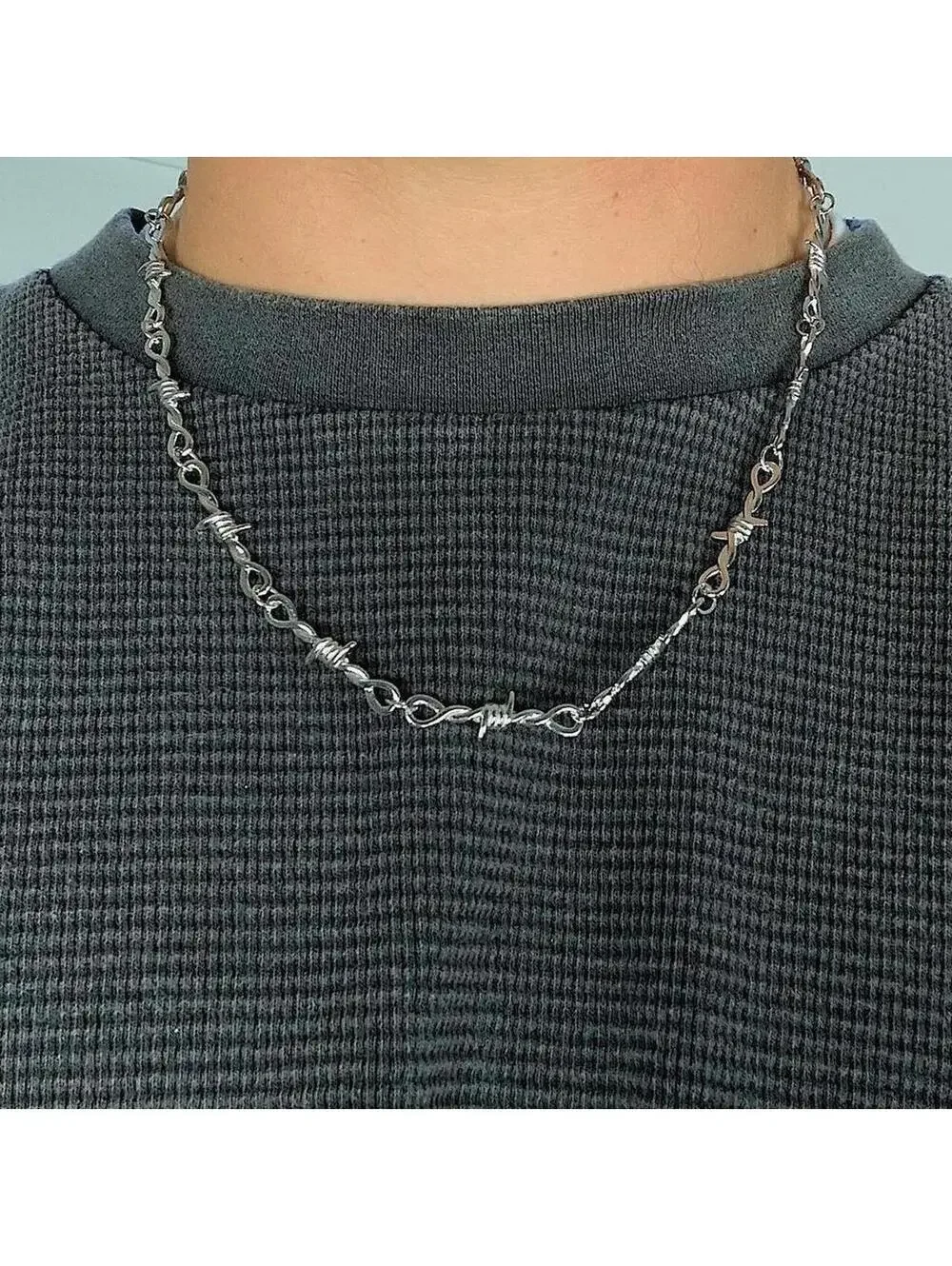 Cyber Y2k barbwire opium punk style necklace. Cool design. Nice quality. Chain